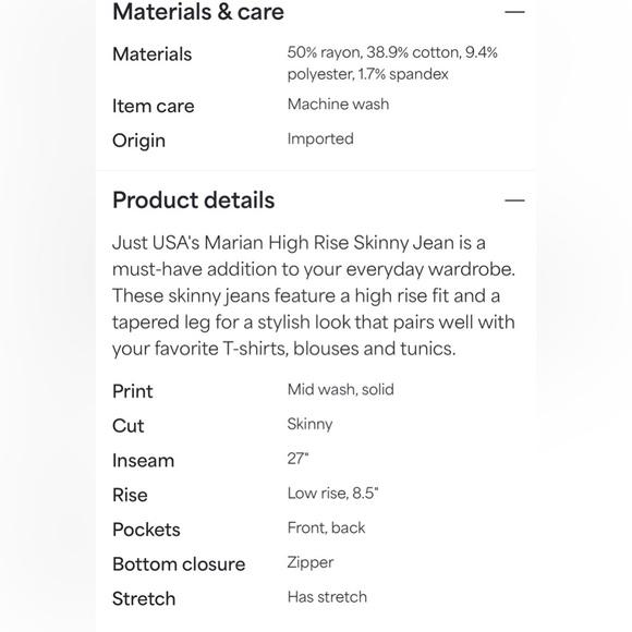 Just USA Marian High Rise Skinny Jeans – Size 26, Mid Wash, Stretch Denim - Picture 4 of 6